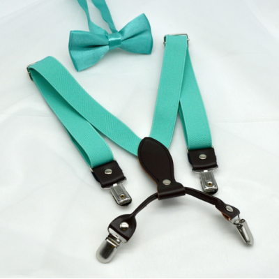 Boy Fashionable Solid Color Brace And Bowtie Gift Set